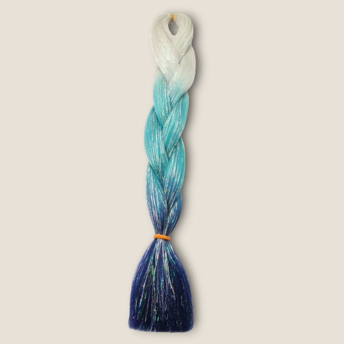 Glitter invlechthaar – Wit/Turquoise/Blauw – synthetisch vlechthaar met glitter voor braids
