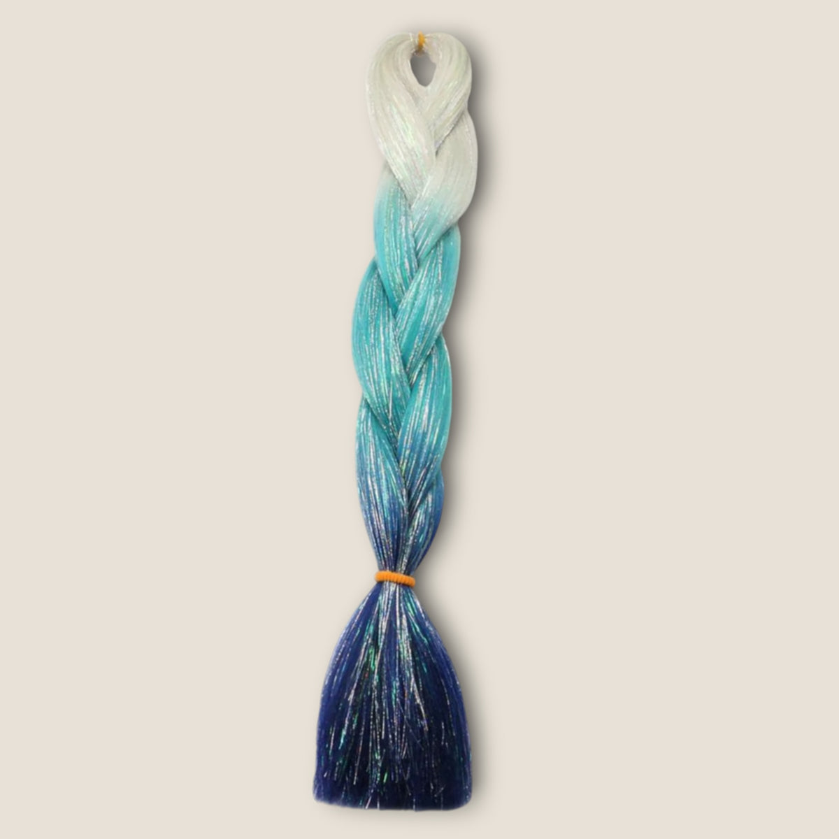 Glitter invlechthaar – Wit/Turquoise/Blauw – synthetisch vlechthaar met glitter voor braids