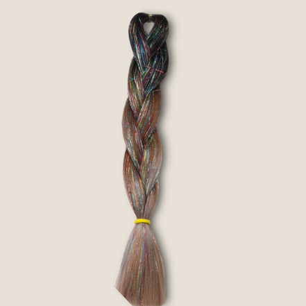 Glitter invlechthaar – Zwart/Bruin Multicolor – synthetisch vlechthaar met glitter voor braids