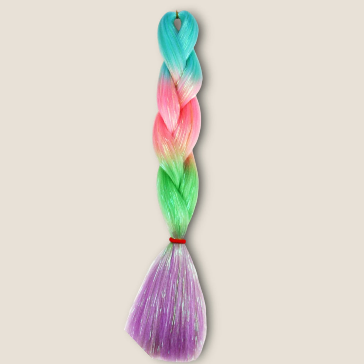 Glitter invlechthaar – Turquoise/Roze/Groen/Lila – synthetisch vlechthaar met glitter voor braids