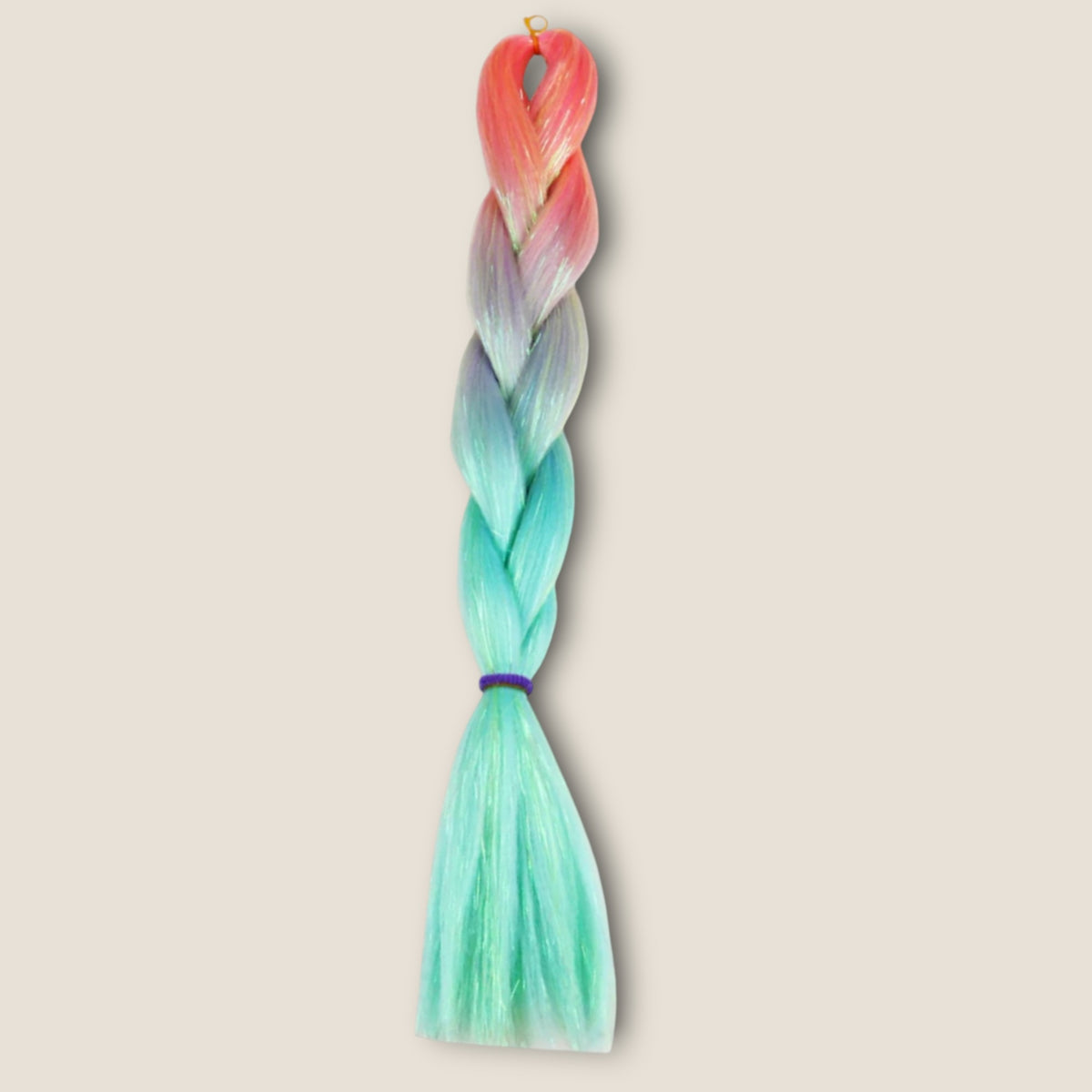 Glitter invlechthaar – Koraal/Lila/Turquoise – synthetisch vlechthaar met glitter voor braids
