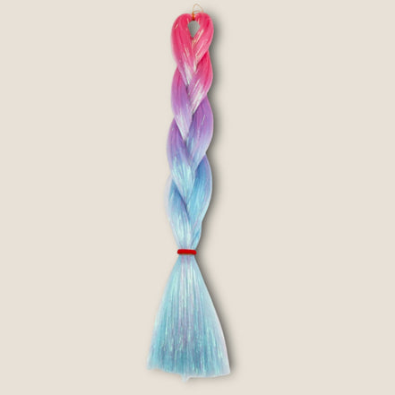 Glitter invlechthaar – Roze/Lila/Blauw – synthetisch vlechthaar met glitter voor braids