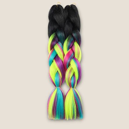 Invlechthaar Set – Zwart Neon Multicolor – synthetisch vlechthaar voor braids