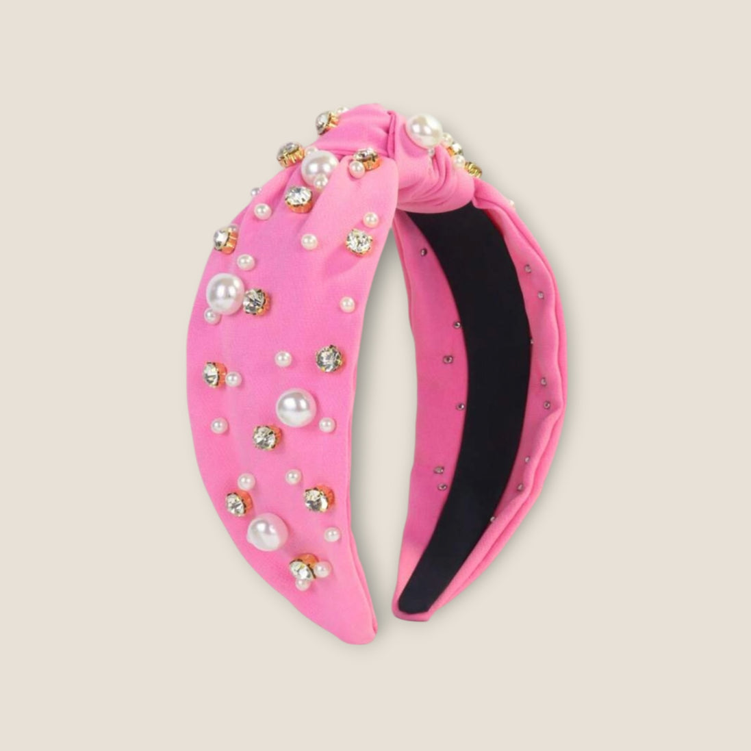 roze haarband met parels en strass – dames haaraccessoire