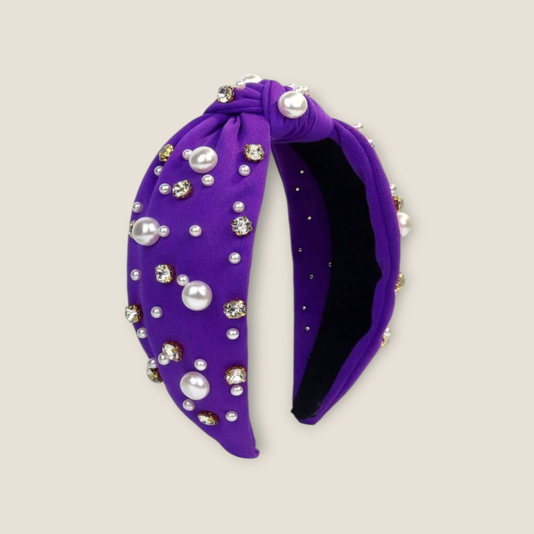 paarse haarband met parels en strass – dames haaraccessoire