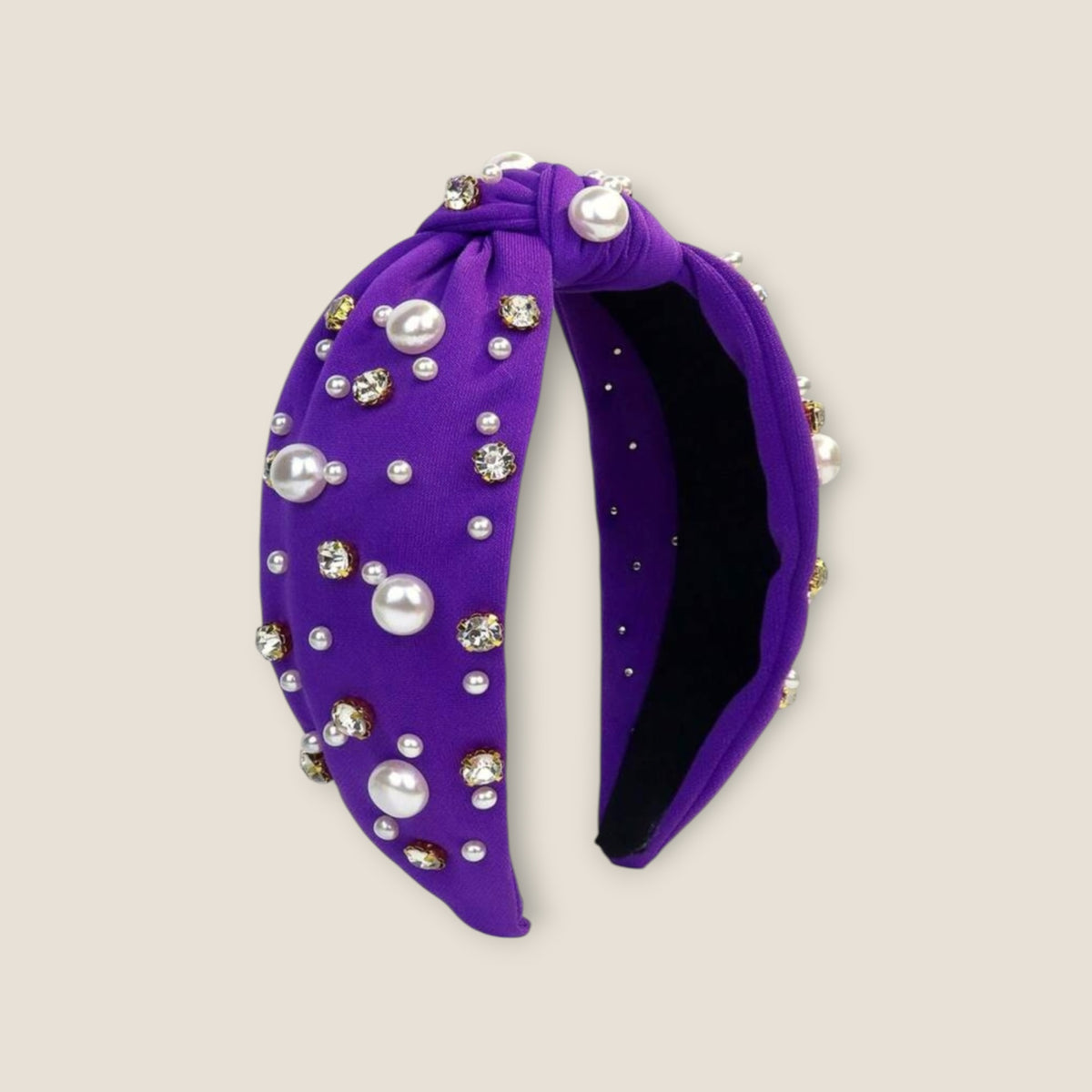 paarse haarband met parels en strass – dames haaraccessoire