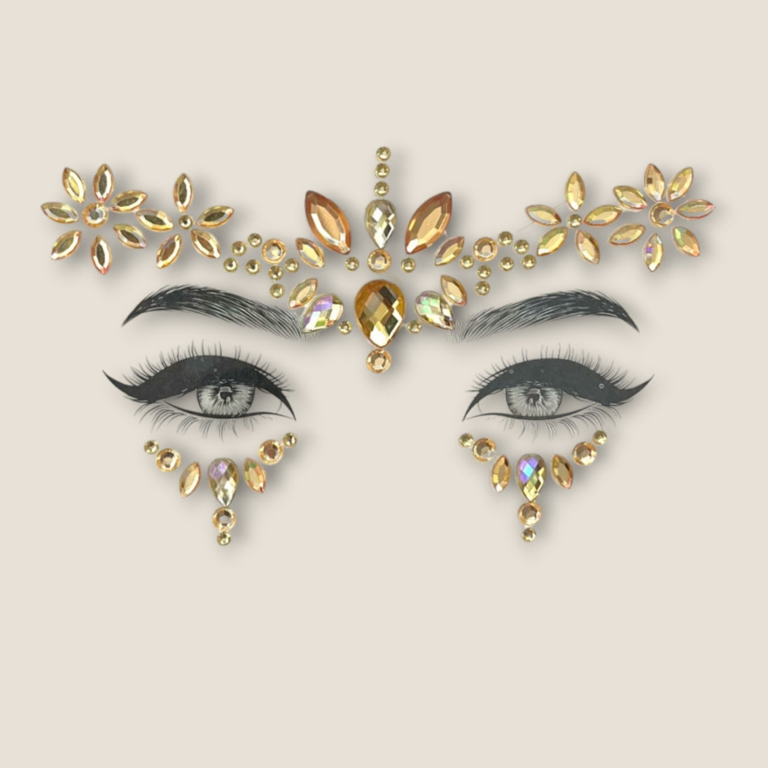 Face Jewels Champagne Bloemen – Festival Gezichtssteentjes – De HaarBoetiek