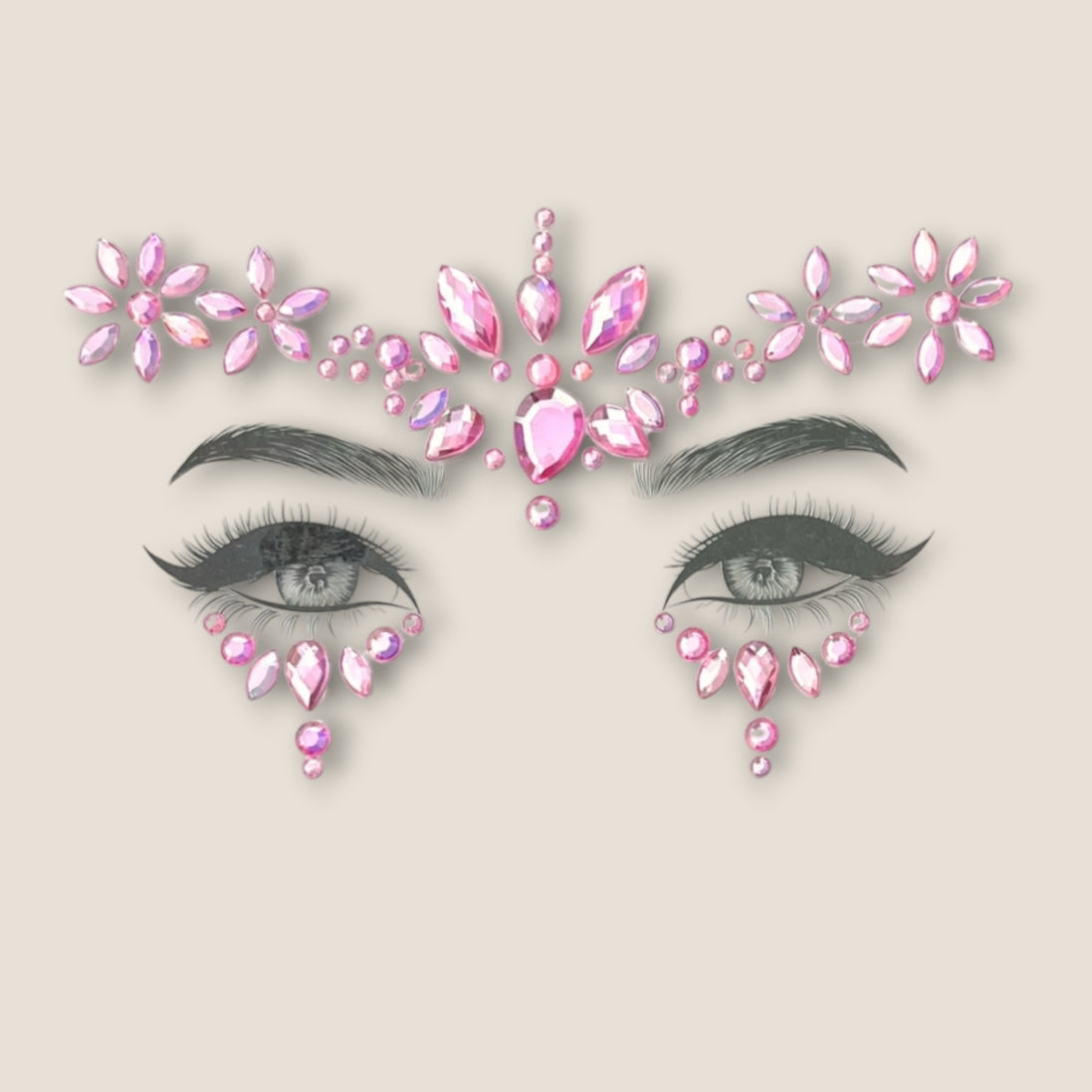 Face Jewels Roze Bloemen – Festival Gezichtssteentjes – De HaarBoetiek