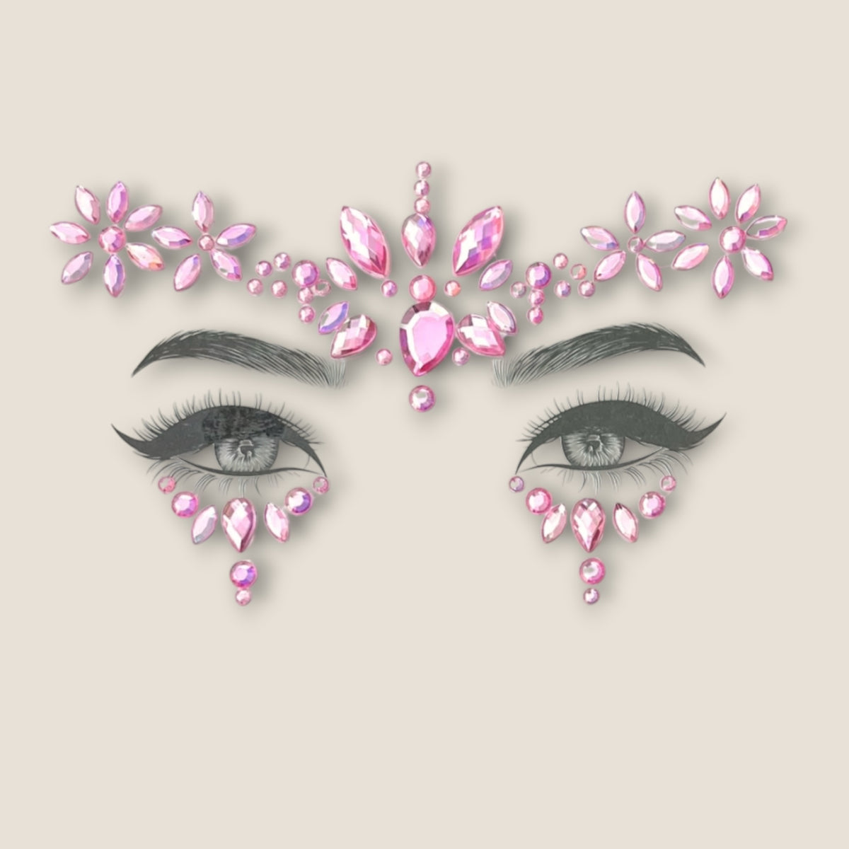 Face Jewels Roze Bloemen – Festival Gezichtssteentjes – De HaarBoetiek
