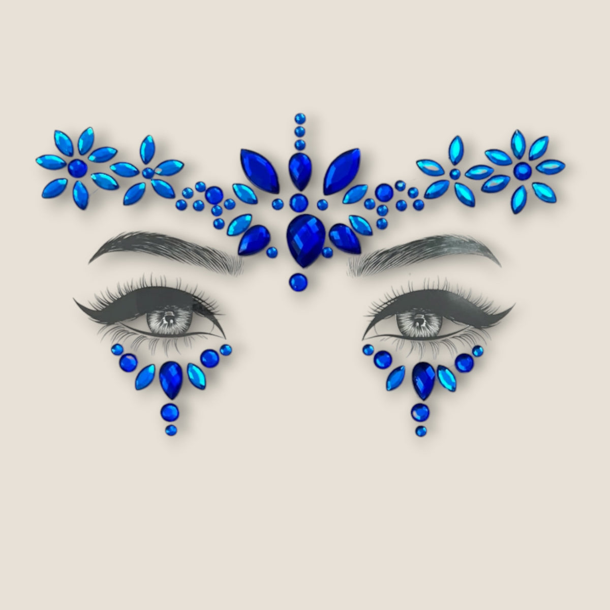 Face Jewels Blauw Bloemen – Festival Gezichtssteentjes – De HaarBoetiek