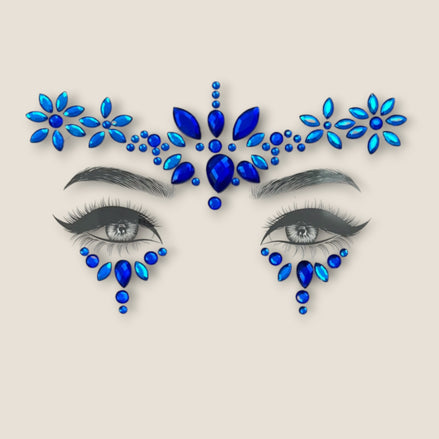 Face Jewels Blauw Bloemen – Festival Gezichtssteentjes – De HaarBoetiek