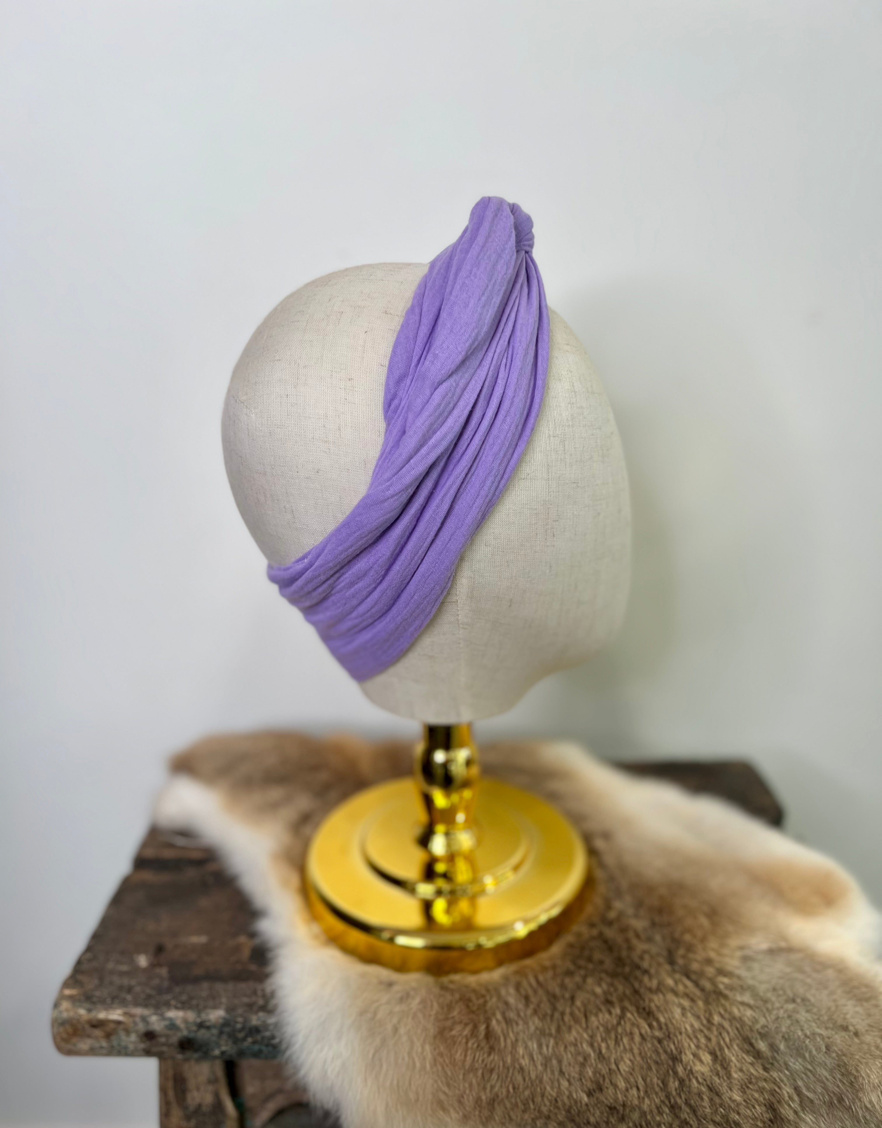 Zachte katoenen bandeau haarband lila