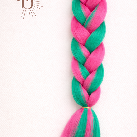 Premium invlecht haar roze-groen - De HaarBoetiek