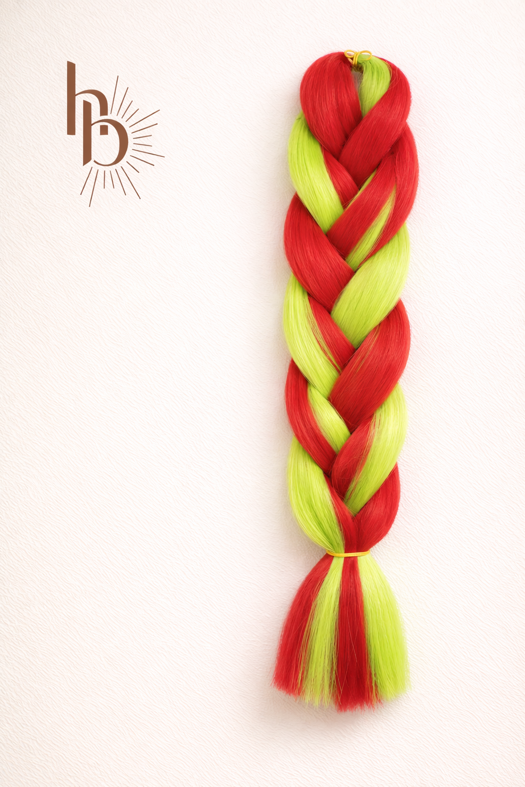 Premium invlecht haar rood - lime groen | De haarboetiek