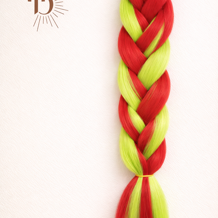 Premium invlecht haar rood-lime groen - De HaarBoetiek