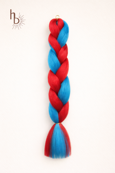 Premium haar blauw - rood | De haarboetiek