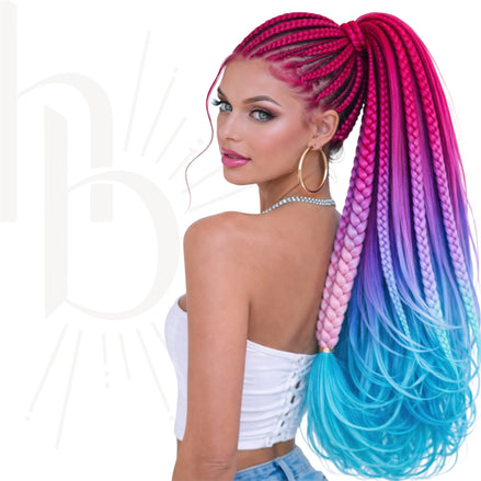 Invlecht haar roze-blauw bundel pakket - De HaarBoetiek