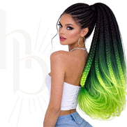 Bundel deal invlecht haar ombre zwart neon groen – foto 1 - De HaarBoetiek