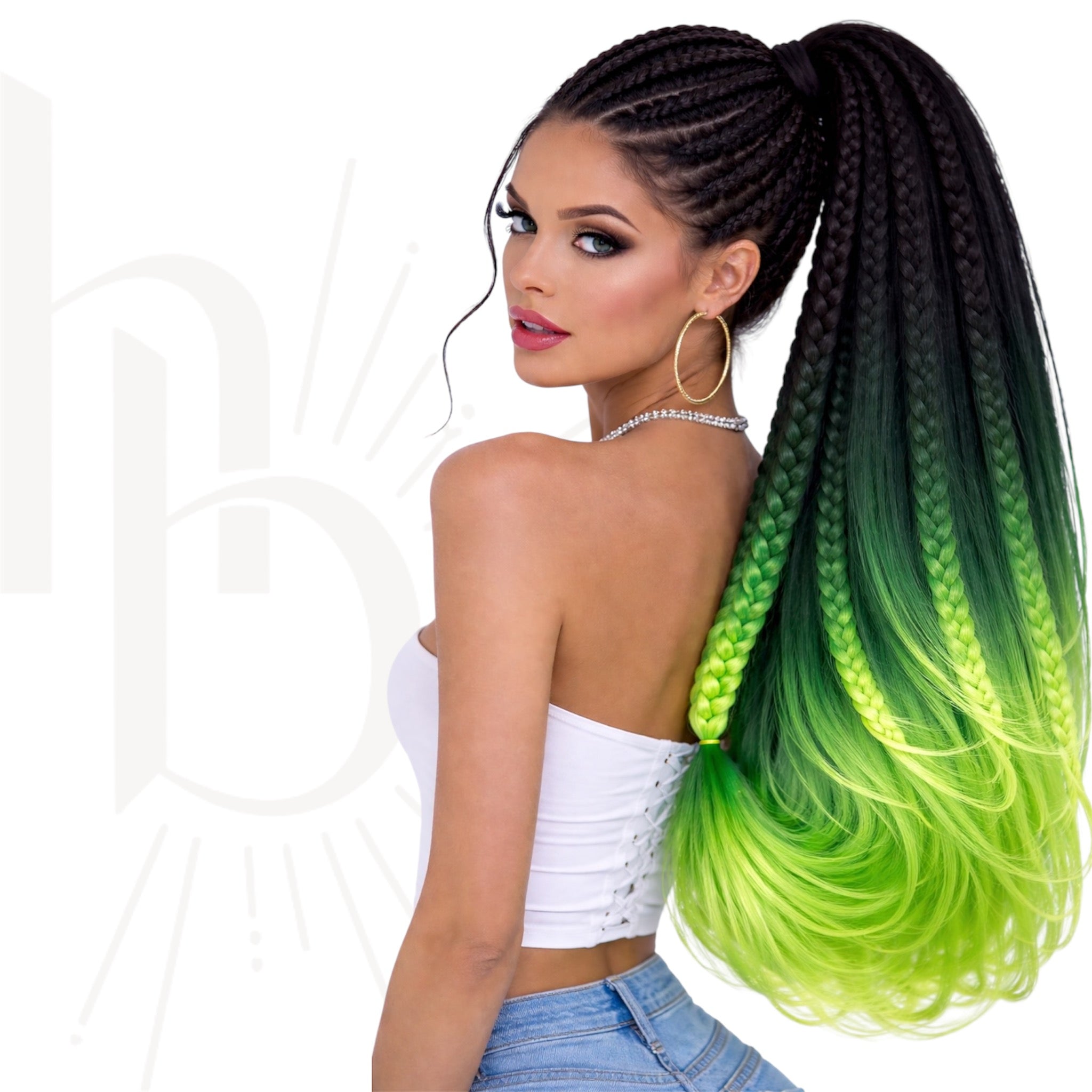 Braids invlecht haar groen - zwart ombre 
