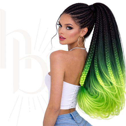 Braids invlecht haar groen - zwart ombre 