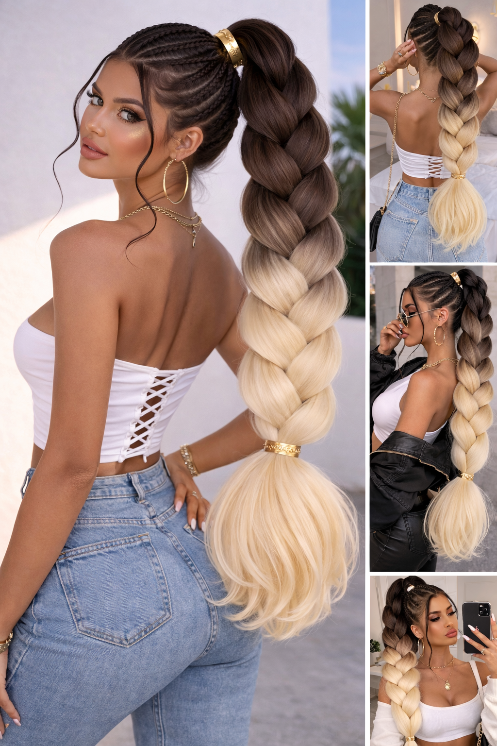 Braids invlecht haar bruin blond ombre 