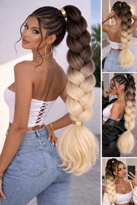 Braids invlecht haar bruin blond ombre 