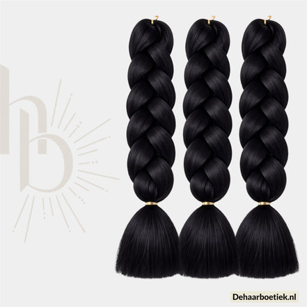 Braid zwart invlecht haar bundel