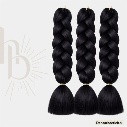 Braid zwart invlecht haar bundel