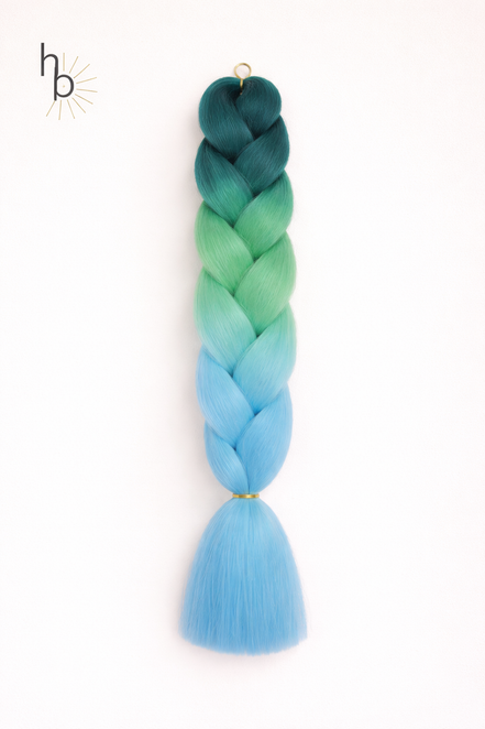 Premium invlecht haar blauw - groen - licht blauw | De haarboetiek