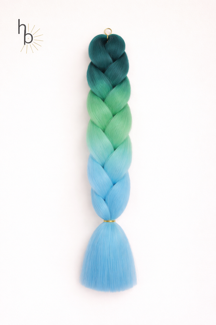 Premium invlecht haar blauw-groen-licht blauw - De HaarBoetiek