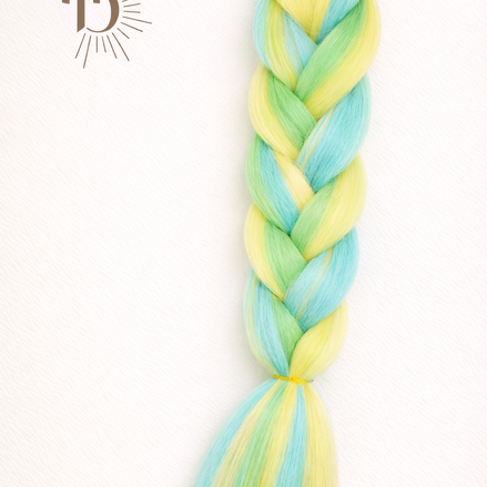 Premium invlecht haar pastel geel-blauw - De HaarBoetiek