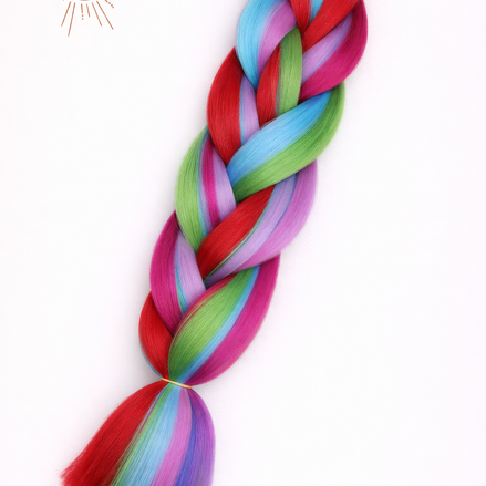 Premium invlecht haar roze-groen-rood-licht blauw - De HaarBoetiek