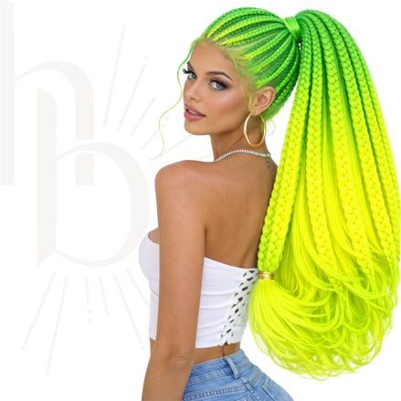 Invlecht haar neon groen-geel bundel deal - De HaarBoetiek