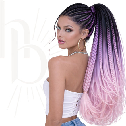 Invlecht haar ombre zwart-paars-roze bundel - De HaarBoetiek