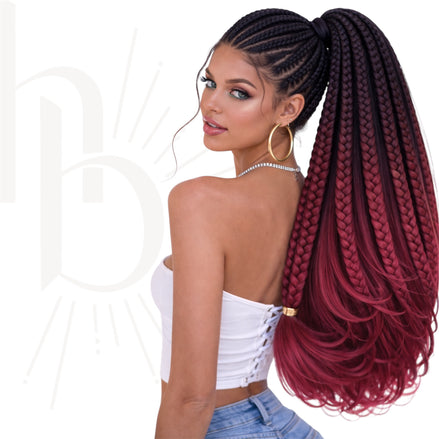 Invlecht haar ombre zwart-bordeaux bundel - De HaarBoetiek
