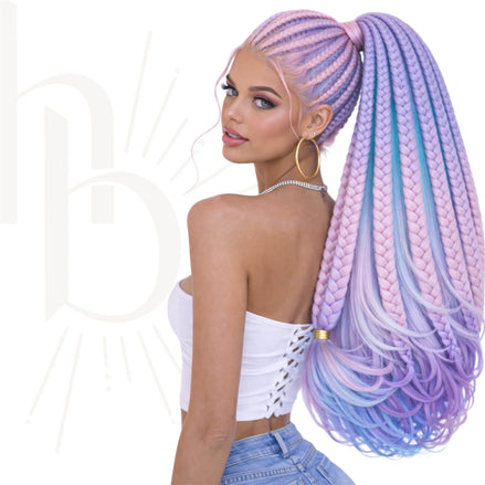 Invlecht haar pastel mix roze-blauw-lila bundel - De HaarBoetiek