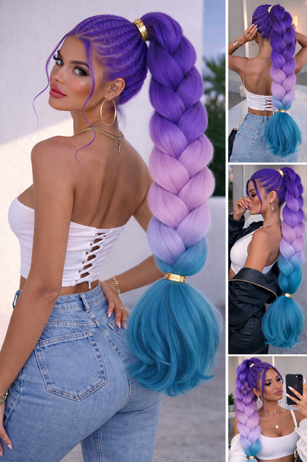 Braid invlecht haar paars - lila - blauw
