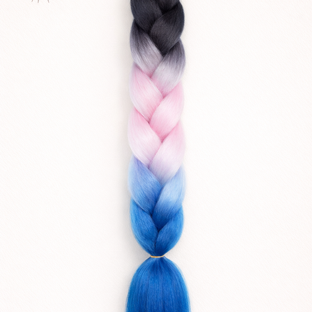 Premium invlecht haar zwart-roze-blauw - De HaarBoetiek