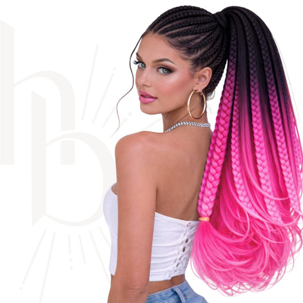 Invlecht haar ombre zwart-roze bundel deal - De HaarBoetiek