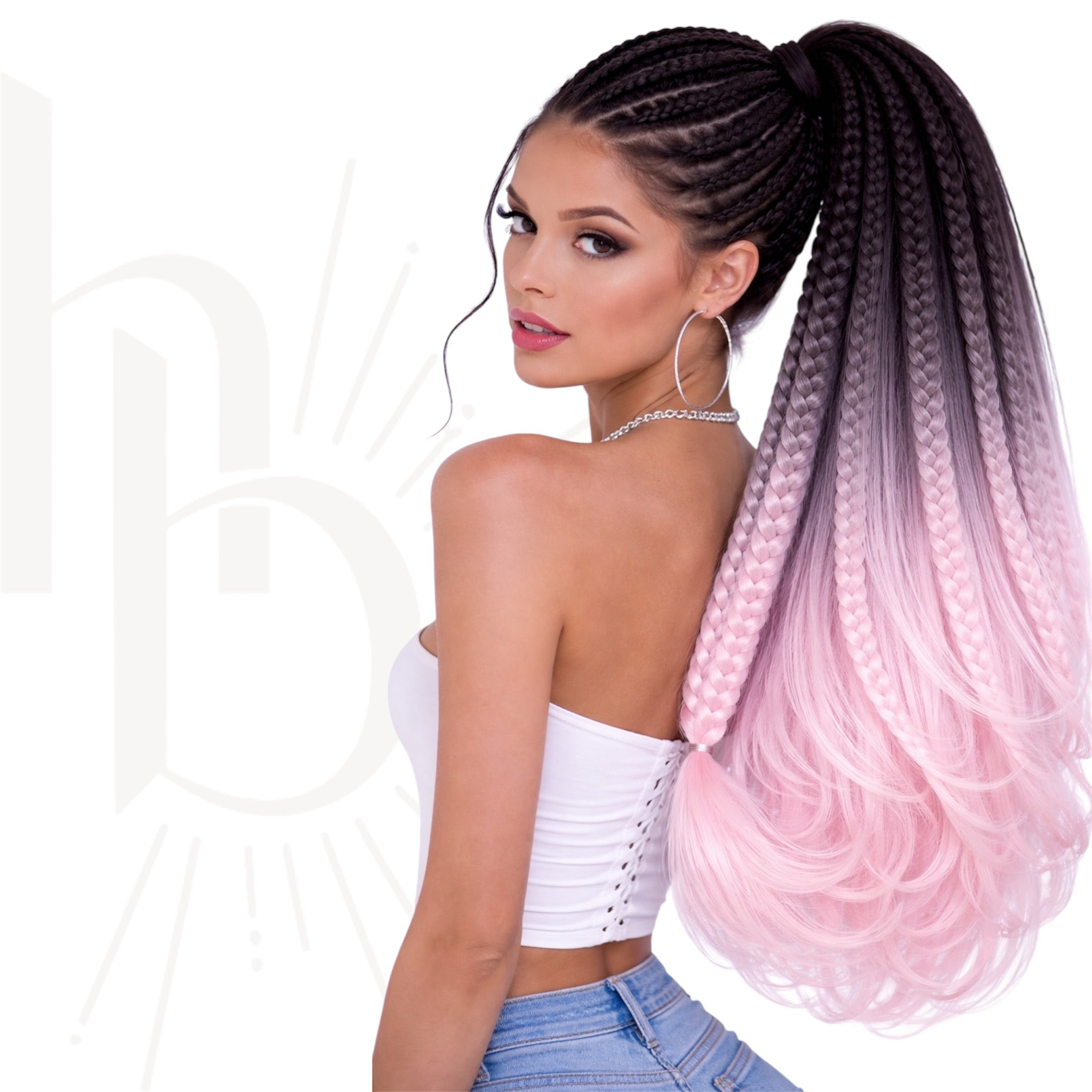 Braids bundel deal invlecht haar zwart - licht roze 
