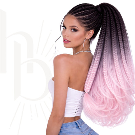 Braids bundel deal invlecht haar zwart - licht roze 