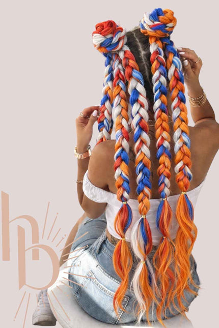 Premium Koningsdag bundel invlecht haar rood - wit - blauw - oranje | De haarboetiek