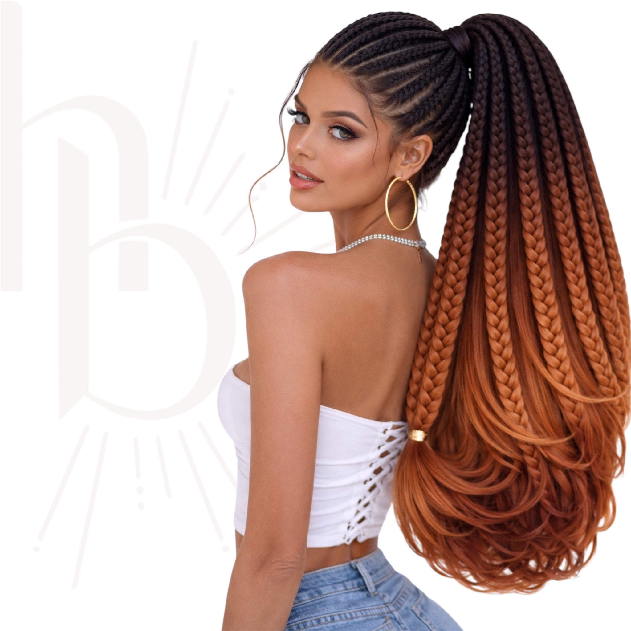 Invlecht braid haar ombre bruin - licht bruin