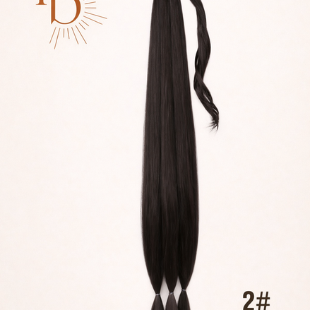 XL premium vlechtstaart donker bruin 80cm braid ponytail op elastiek - De HaarBoetiek