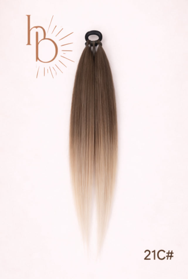 Sleek ponytail bruin licht bruin blond 65cm strakke paardenstaart - De HaarBoetiek