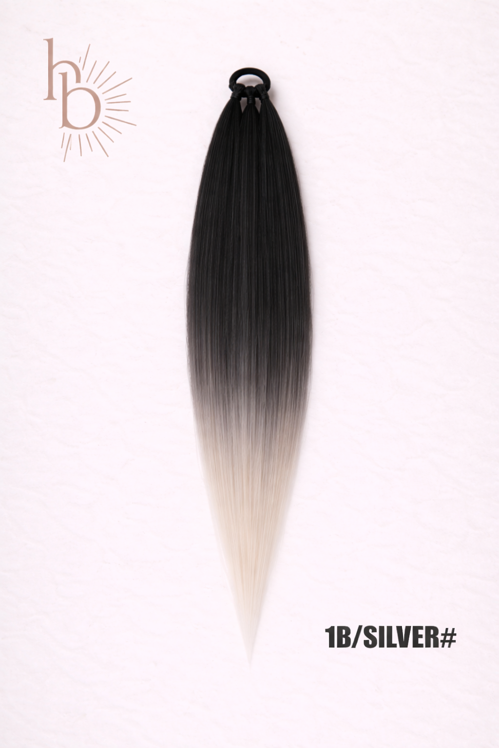 Sleek ponytail zwart grijs wit 65cm strakke paardenstaart - De HaarBoetiek