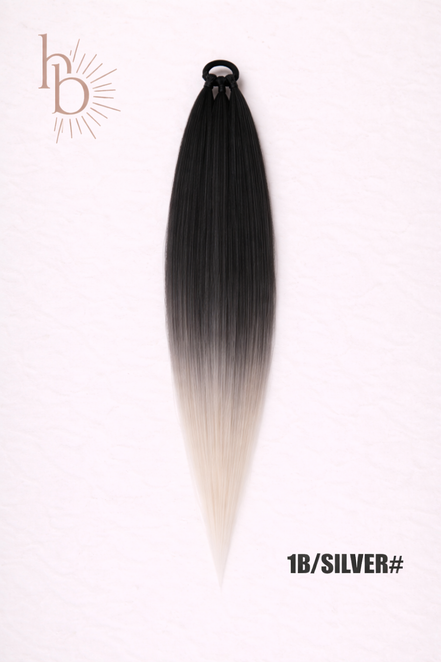 Sleek ponytail zwart - grijs - wit | 65 CM | De haarboetiek