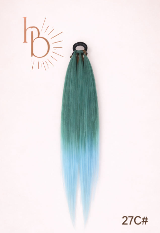 Sleek ponytail licht blauw groen 65cm strakke paardenstaart - De HaarBoetiek