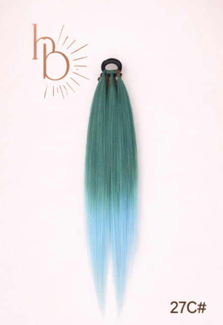 Sleek ponytail licht blauw - groen | 65 cm | De haarboetiek