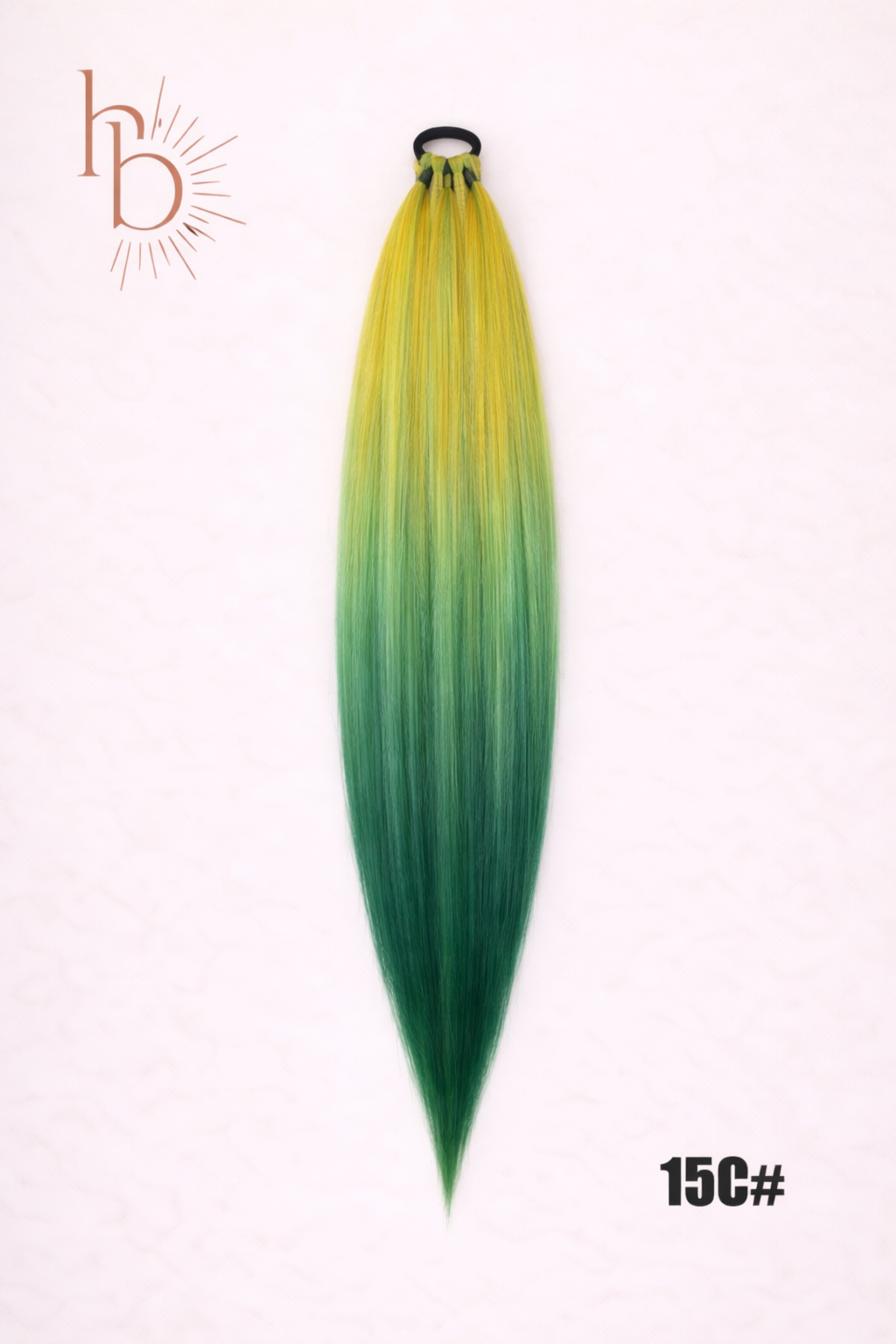 Sleek ponytail groen - geel | 65 cm | De haarboetiek